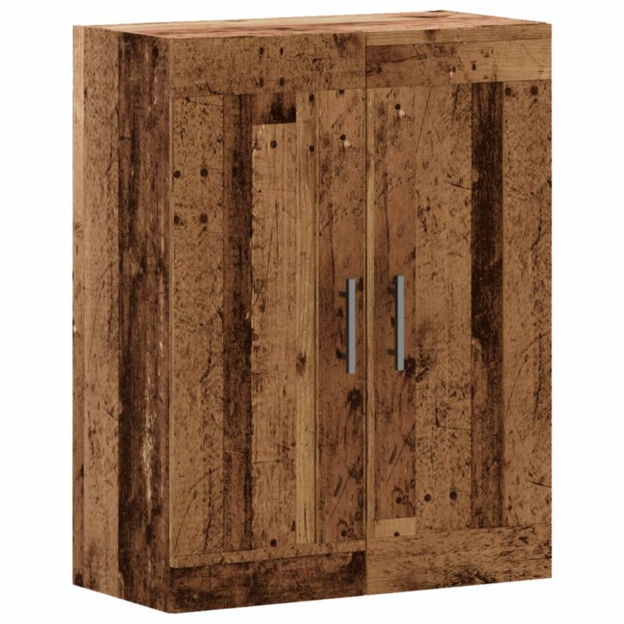 Wandkast 69,5x34x90 cm bewerkt hout oud houtkleurig - Afbeelding 2