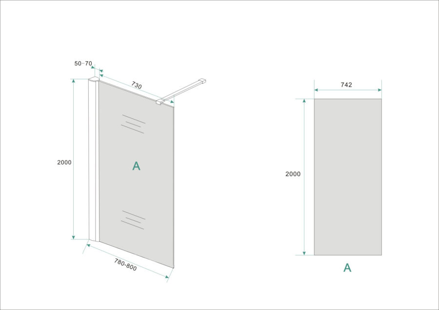 Comfort inloopdouche 800 x 2000 x 10 mm nano rookglas/chroom - Afbeelding 3
