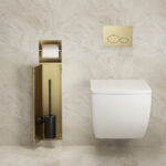 Rocko toiletrol- en borstelhouder inbouw betegelbaar geborsteld messing - Afbeelding 3