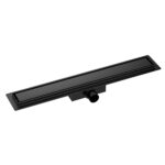 Douchegoot met flens en tegelrooster 100 x 7 cm mat zwart - Afbeelding 3