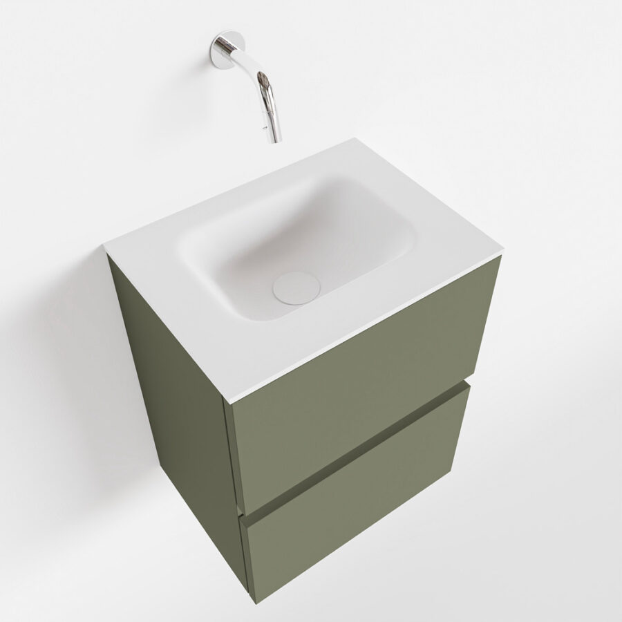 MONDIAZ ADA 40cm toiletmeubel army. LEX wastafel talc positie midden. Zonder kraangat - Afbeelding 4