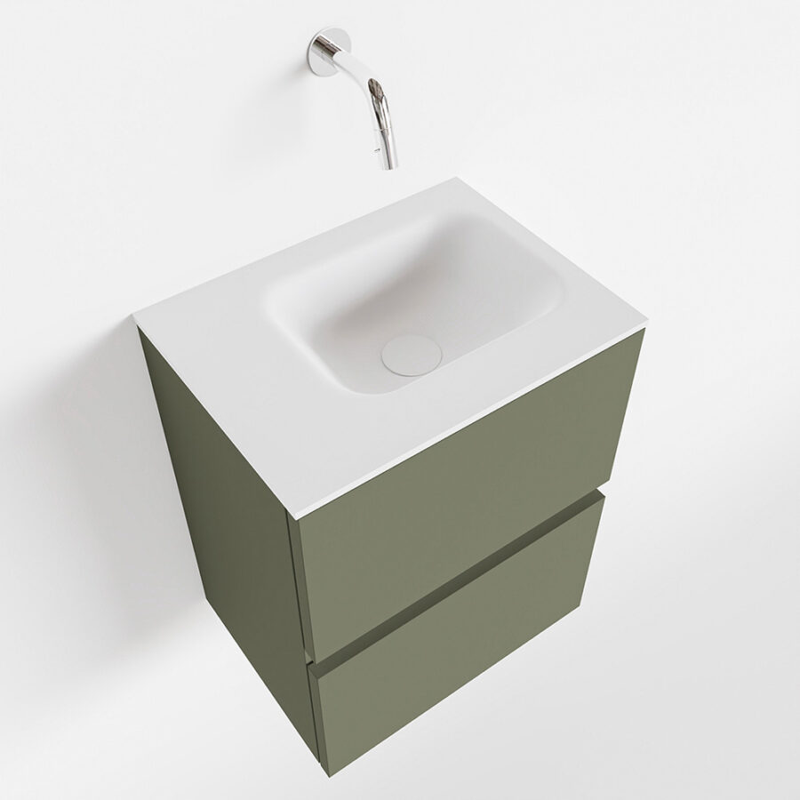 MONDIAZ ADA 40cm toiletmeubel army. LEX wastafel talc positie links. Zonder kraangat - Afbeelding 4