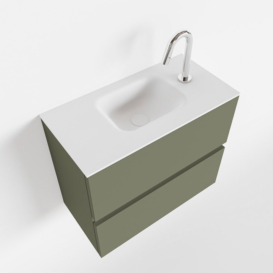 MONDIAZ ADA 60cm toiletmeubel army. LEX wastafel talc positie midden. Met 1 kraangat - Afbeelding 4