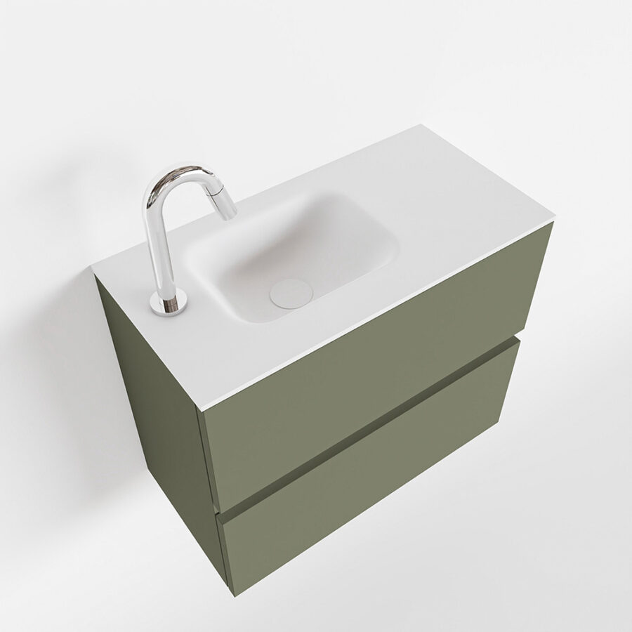 MONDIAZ ADA 60cm toiletmeubel army. LEX wastafel talc positie links. Met 1 kraangat - Afbeelding 4