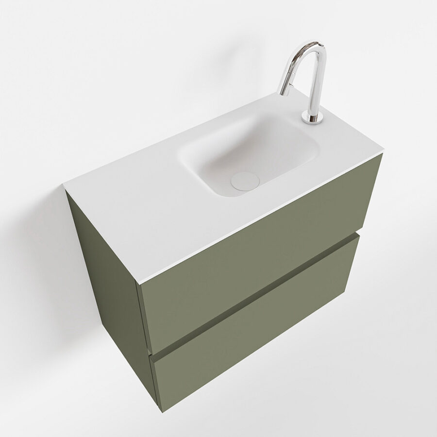 MONDIAZ ADA 60cm toiletmeubel army. LEX wastafel talc positie rechts. Met 1 kraangat - Afbeelding 4