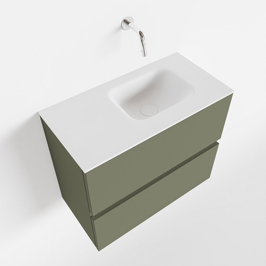 MONDIAZ ADA 60cm toiletmeubel army. LEX wastafel talc positie rechts. Zonder kraangat - Afbeelding 4