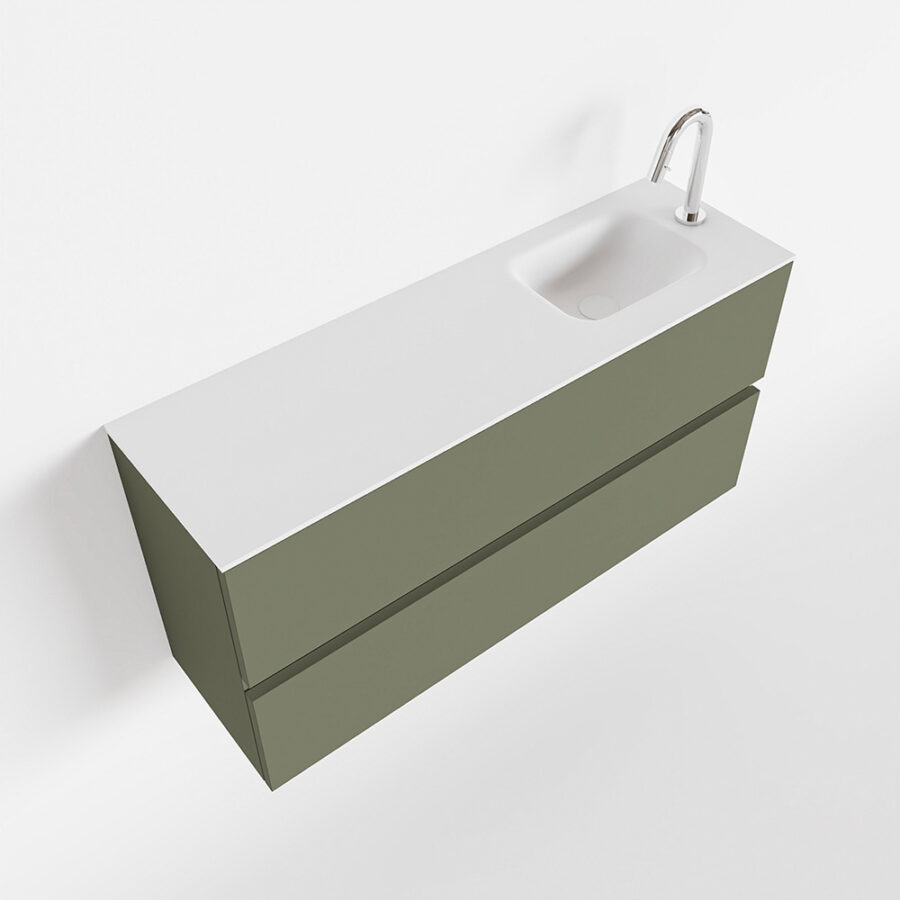 MONDIAZ ADA 100cm toiletmeubel army. LEX wastafel talc positie rechts. Met 1 kraangat - Afbeelding 4