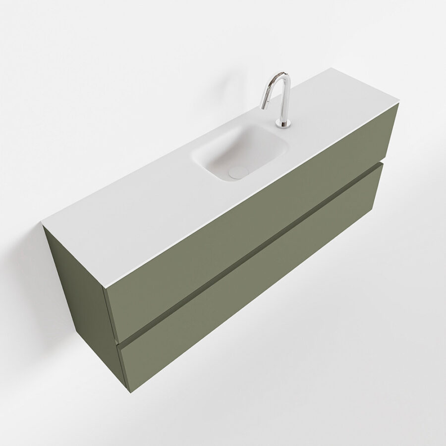 MONDIAZ ADA 120cm toiletmeubel army. LEX wastafel talc positie midden. Met 1 kraangat - Afbeelding 4