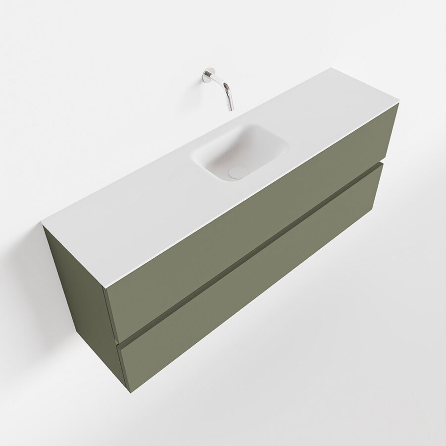 MONDIAZ ADA 120cm toiletmeubel army. LEX wastafel talc positie midden. Zonder kraangat - Afbeelding 4