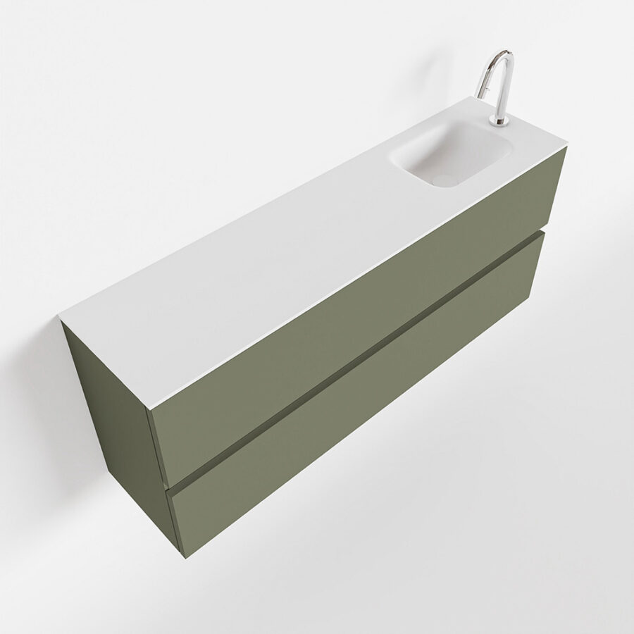 MONDIAZ ADA 120cm toiletmeubel army. LEX wastafel talc positie rechts. Met 1 kraangat - Afbeelding 4