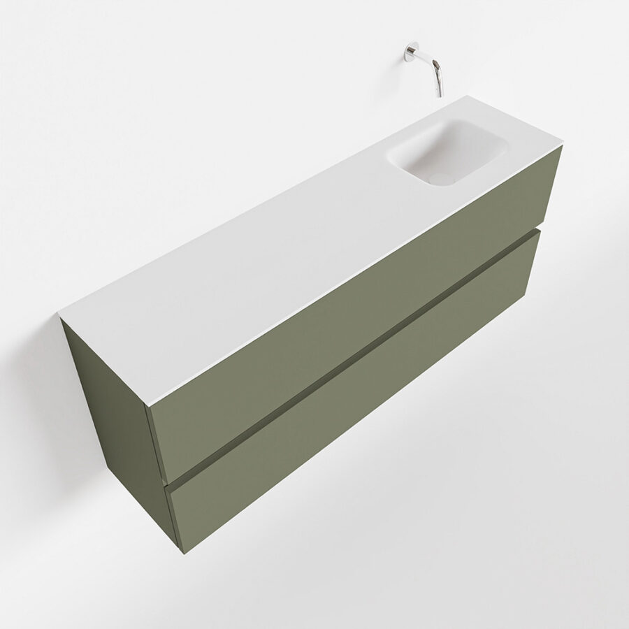MONDIAZ ADA 120cm toiletmeubel army. LEX wastafel talc positie rechts. Zonder kraangat - Afbeelding 4
