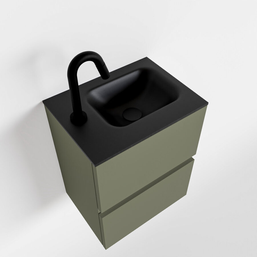 MONDIAZ ADA 40cm toiletmeubel army. LEX wastafel urban positie links. Met 1 kraangat - Afbeelding 4