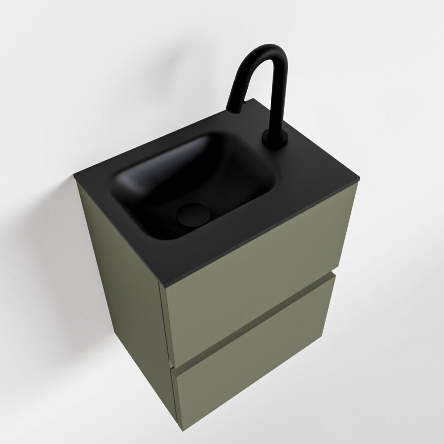 MONDIAZ ADA 40cm toiletmeubel army. LEX wastafel urban positie rechts. Met 1 kraangat - Afbeelding 4