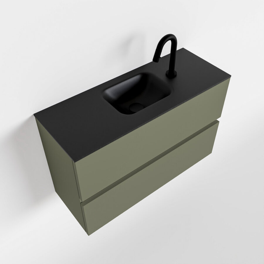 MONDIAZ ADA 80cm toiletmeubel army. LEX wastafel urban positie midden. Met 1 kraangat - Afbeelding 4
