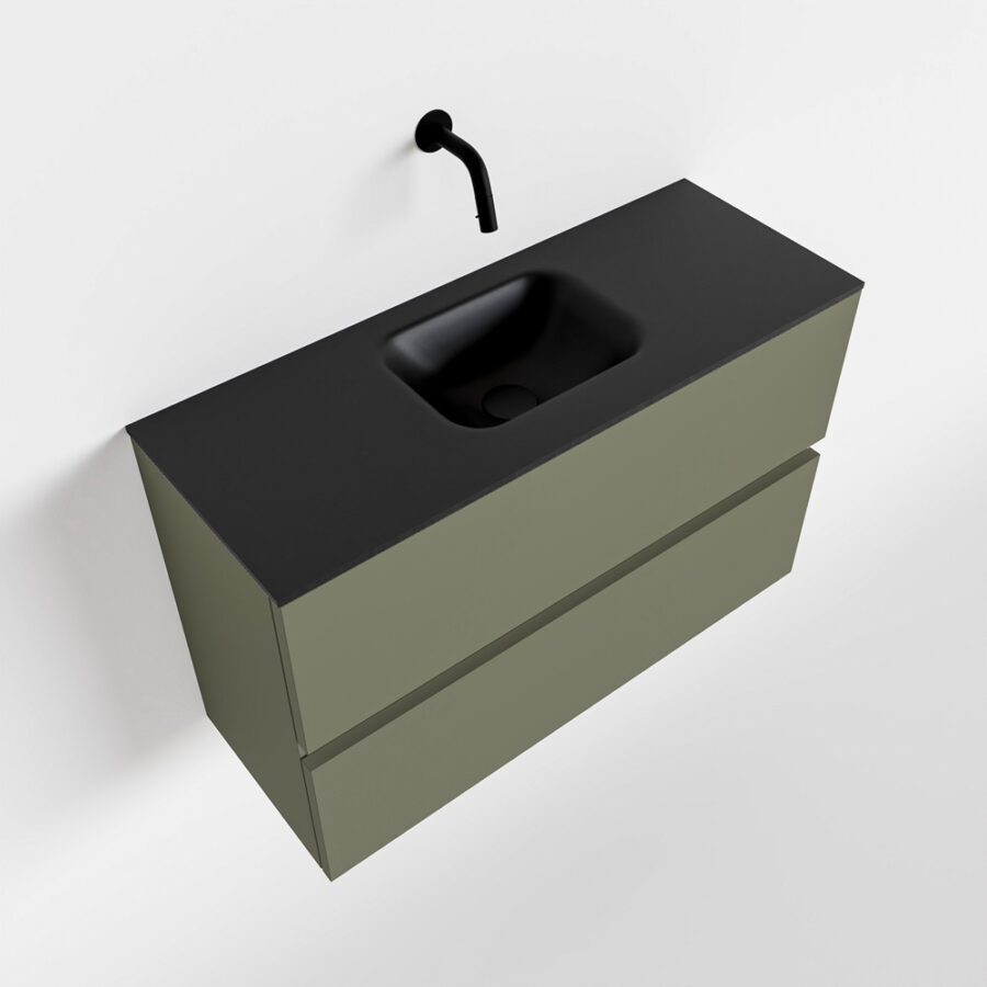 MONDIAZ ADA 80cm toiletmeubel army. LEX wastafel urban positie midden. Zonder kraangat - Afbeelding 4