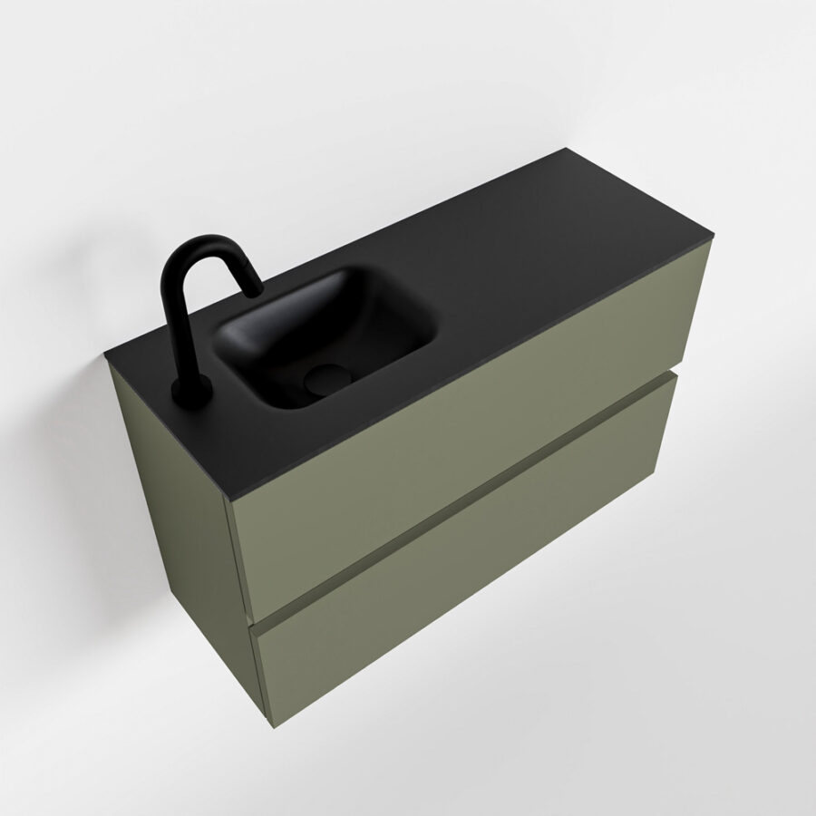 MONDIAZ ADA 80cm toiletmeubel army. LEX wastafel urban positie links. Met 1 kraangat - Afbeelding 4