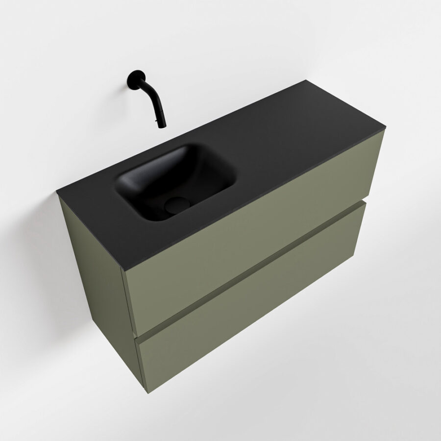 MONDIAZ ADA 80cm toiletmeubel army. LEX wastafel urban positie links. Zonder kraangat - Afbeelding 4