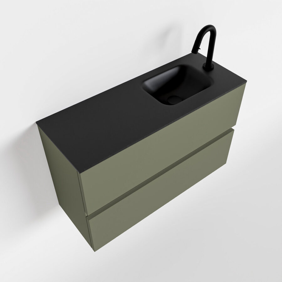 MONDIAZ ADA 80cm toiletmeubel army. LEX wastafel urban positie rechts. Met 1 kraangat - Afbeelding 4
