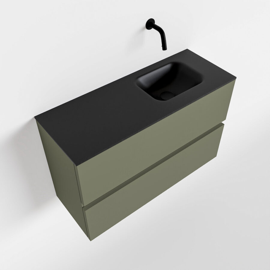 MONDIAZ ADA 80cm toiletmeubel army. LEX wastafel urban positie rechts. Zonder kraangat - Afbeelding 4