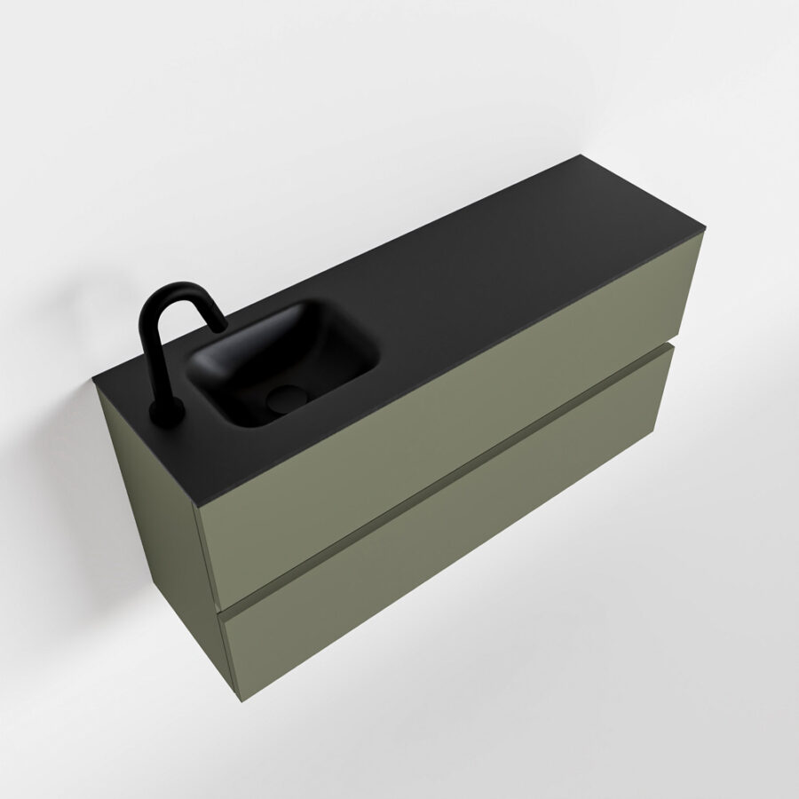 MONDIAZ ADA 100cm toiletmeubel army. LEX wastafel urban positie links. Met 1 kraangat - Afbeelding 4
