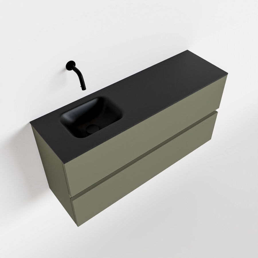 MONDIAZ ADA 100cm toiletmeubel army. LEX wastafel urban positie links. Zonder kraangat - Afbeelding 4