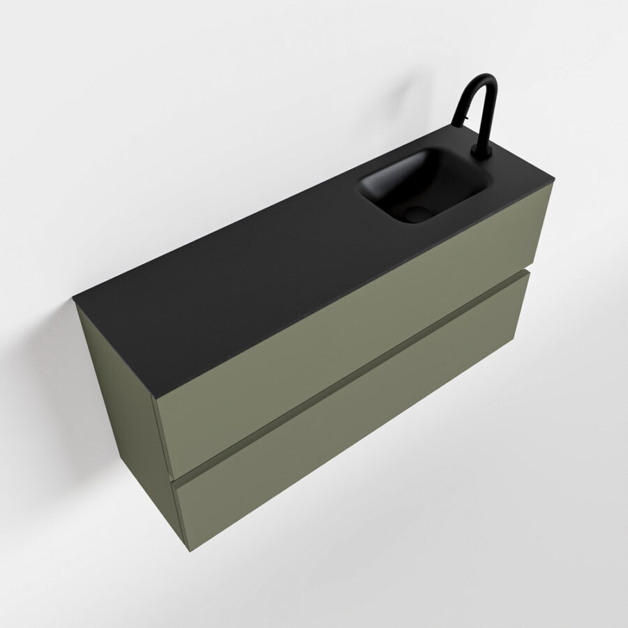 MONDIAZ ADA 100cm toiletmeubel army. LEX wastafel urban positie rechts. Met 1 kraangat - Afbeelding 4
