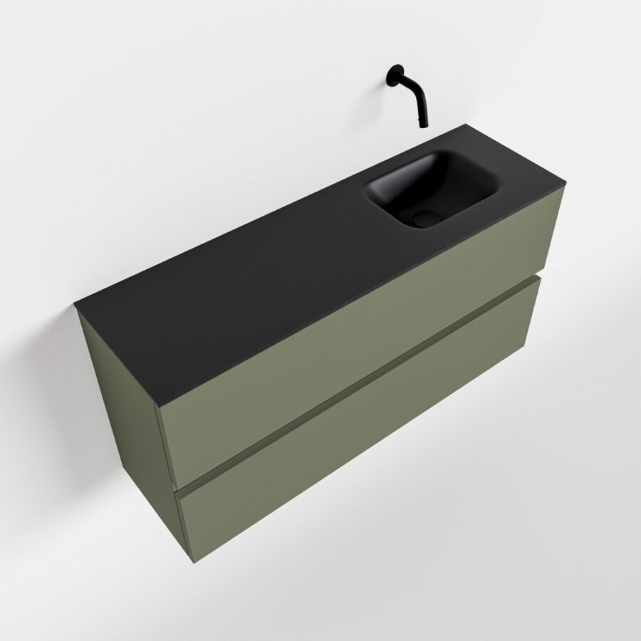 MONDIAZ ADA 100cm toiletmeubel army. LEX wastafel urban positie rechts. Zonder kraangat - Afbeelding 4