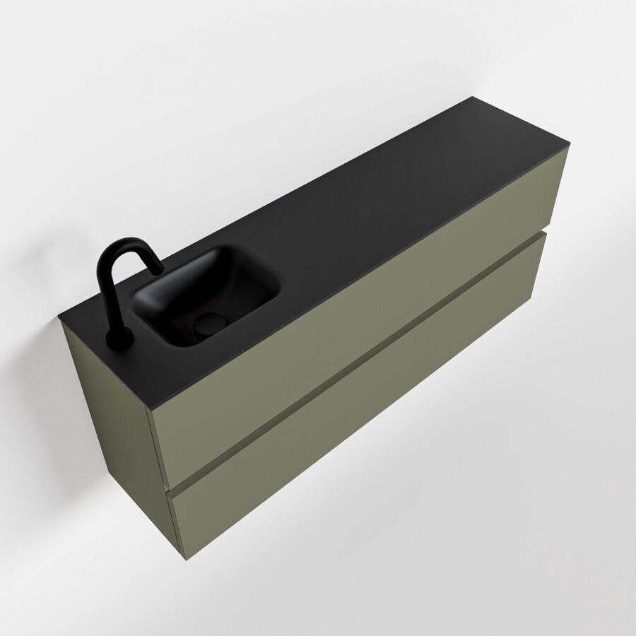 MONDIAZ ADA 120cm toiletmeubel army. LEX wastafel urban positie links. Met 1 kraangat - Afbeelding 4