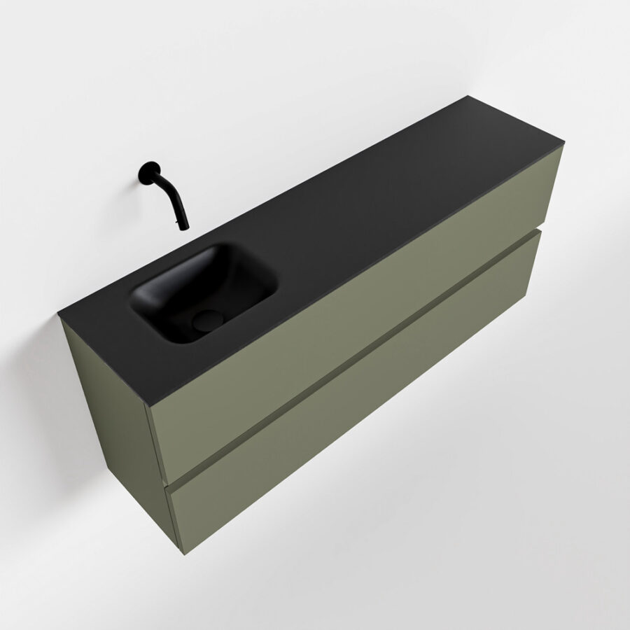 MONDIAZ ADA 120cm toiletmeubel army. LEX wastafel urban positie links. Zonder kraangat - Afbeelding 4