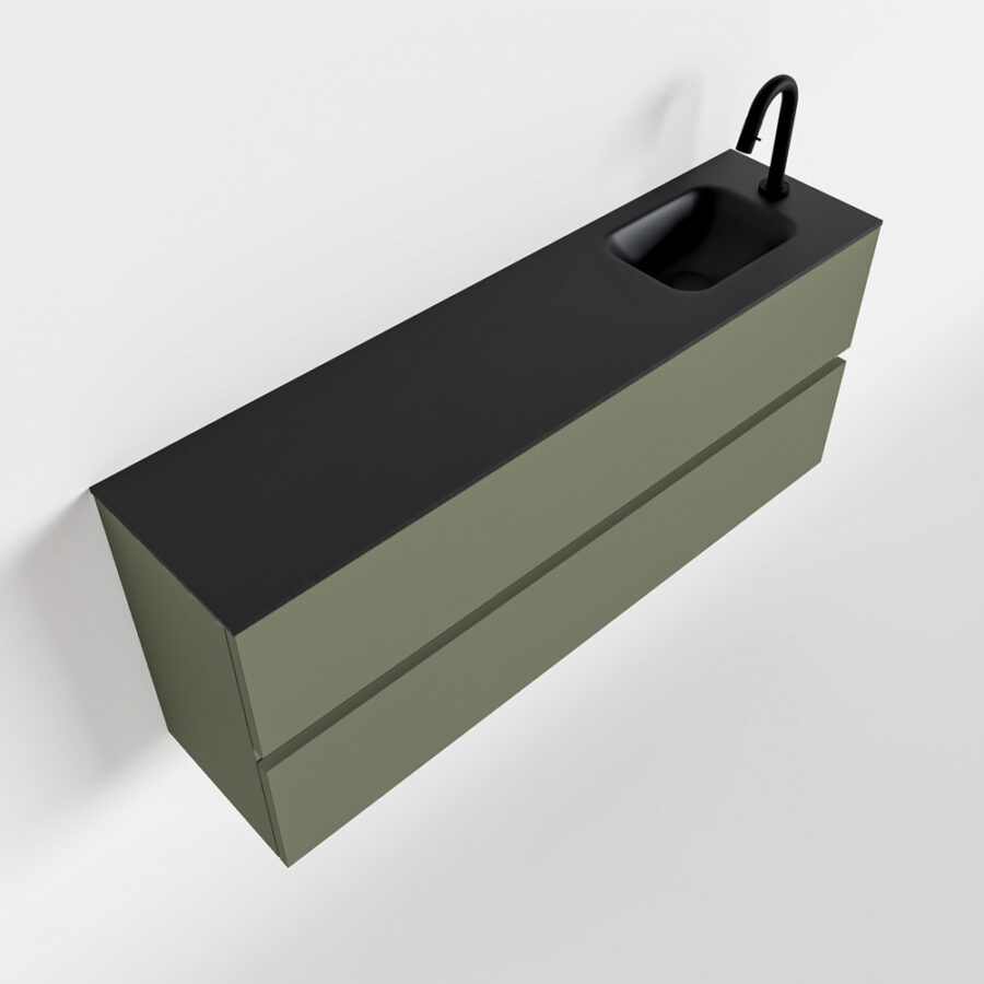 MONDIAZ ADA 120cm toiletmeubel army. LEX wastafel urban positie rechts. Met 1 kraangat - Afbeelding 4