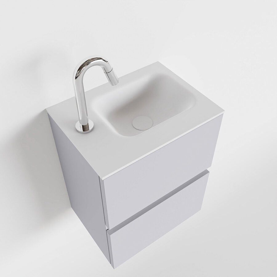 MONDIAZ ADA 40cm toiletmeubel cale. LEX wastafel talc positie links. Met 1 kraangat - Afbeelding 4