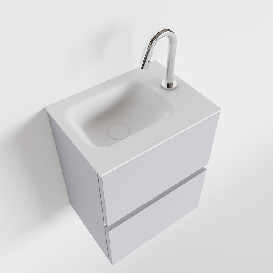 MONDIAZ ADA 40cm toiletmeubel cale. LEX wastafel talc positie rechts. Met 1 kraangat - Afbeelding 4