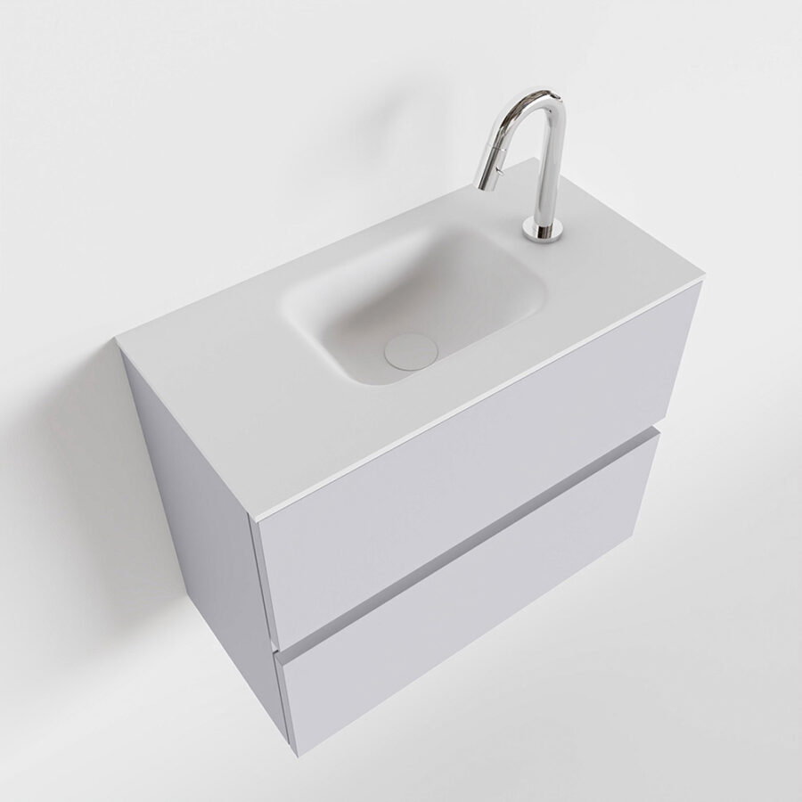 MONDIAZ ADA 60cm toiletmeubel cale. LEX wastafel talc positie midden. Met 1 kraangat - Afbeelding 4