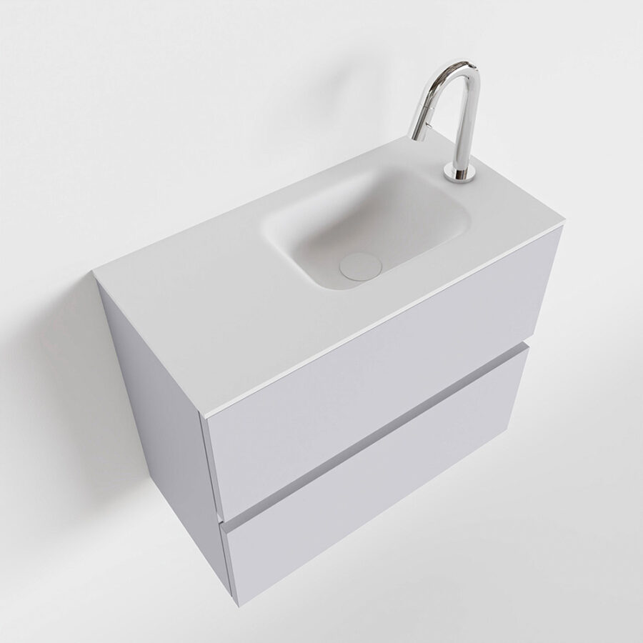 MONDIAZ ADA 60cm toiletmeubel cale. LEX wastafel talc positie rechts. Met 1 kraangat - Afbeelding 4