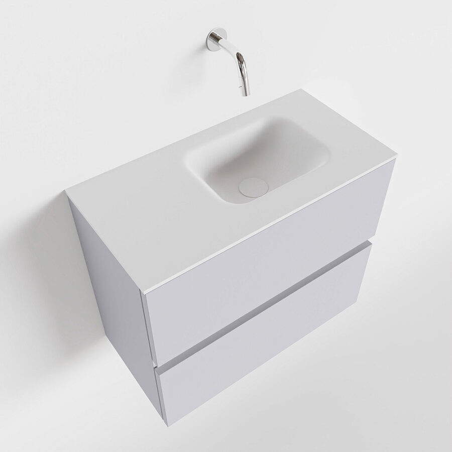 MONDIAZ ADA 60cm toiletmeubel cale. LEX wastafel talc positie rechts. Zonder kraangat - Afbeelding 4