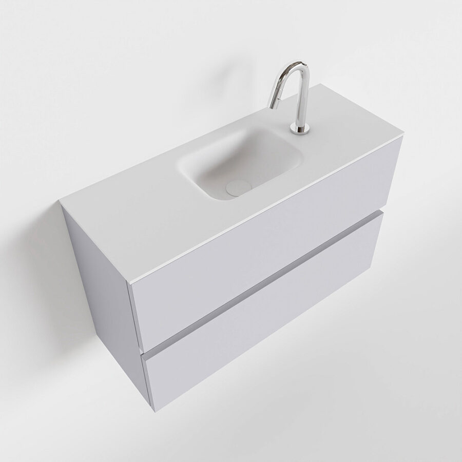 MONDIAZ ADA 80cm toiletmeubel cale. LEX wastafel talc positie midden. Met 1 kraangat - Afbeelding 4