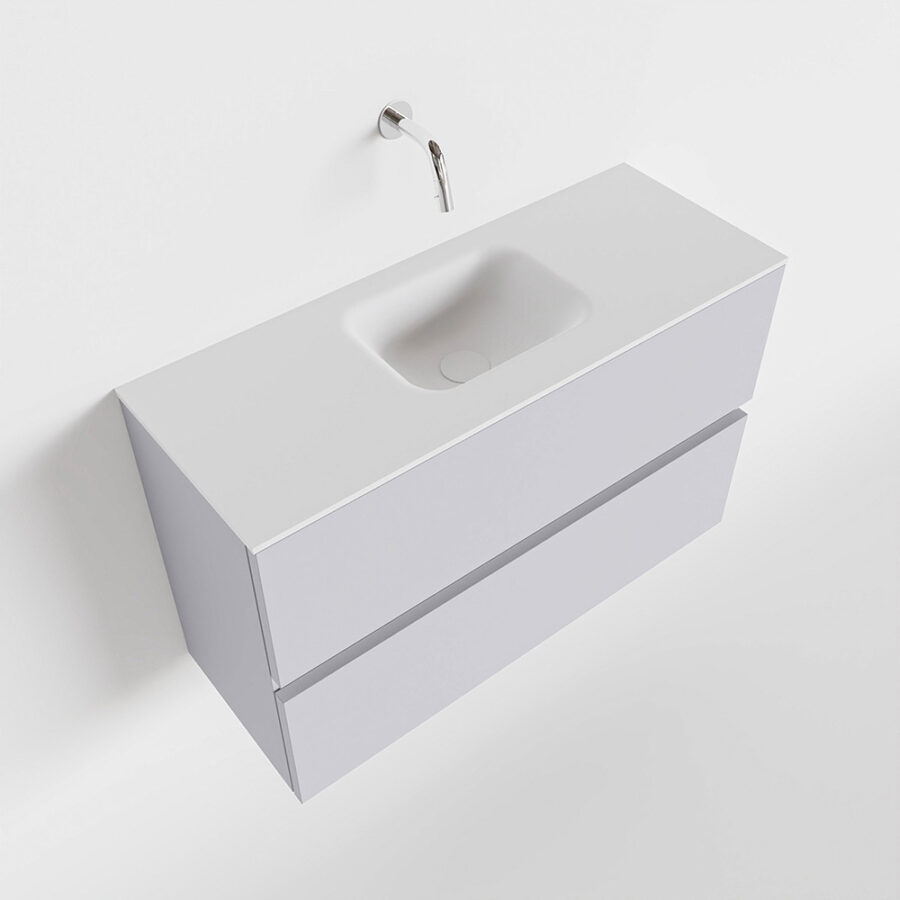 MONDIAZ ADA 80cm toiletmeubel cale. LEX wastafel talc positie midden. Zonder kraangat - Afbeelding 4