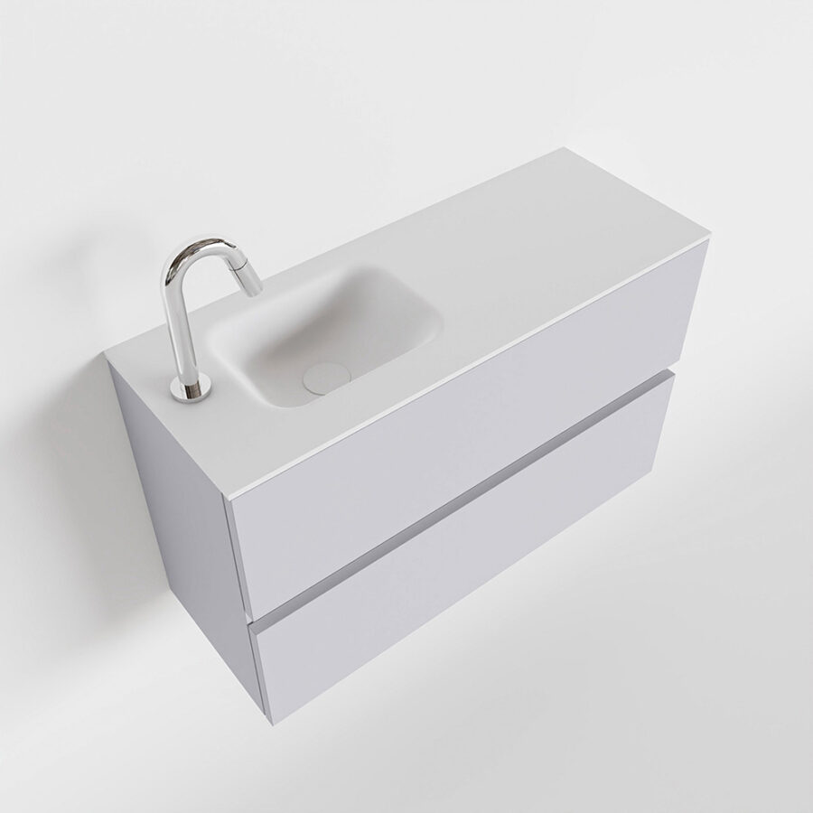 MONDIAZ ADA 80cm toiletmeubel cale. LEX wastafel talc positie links. Met 1 kraangat - Afbeelding 4