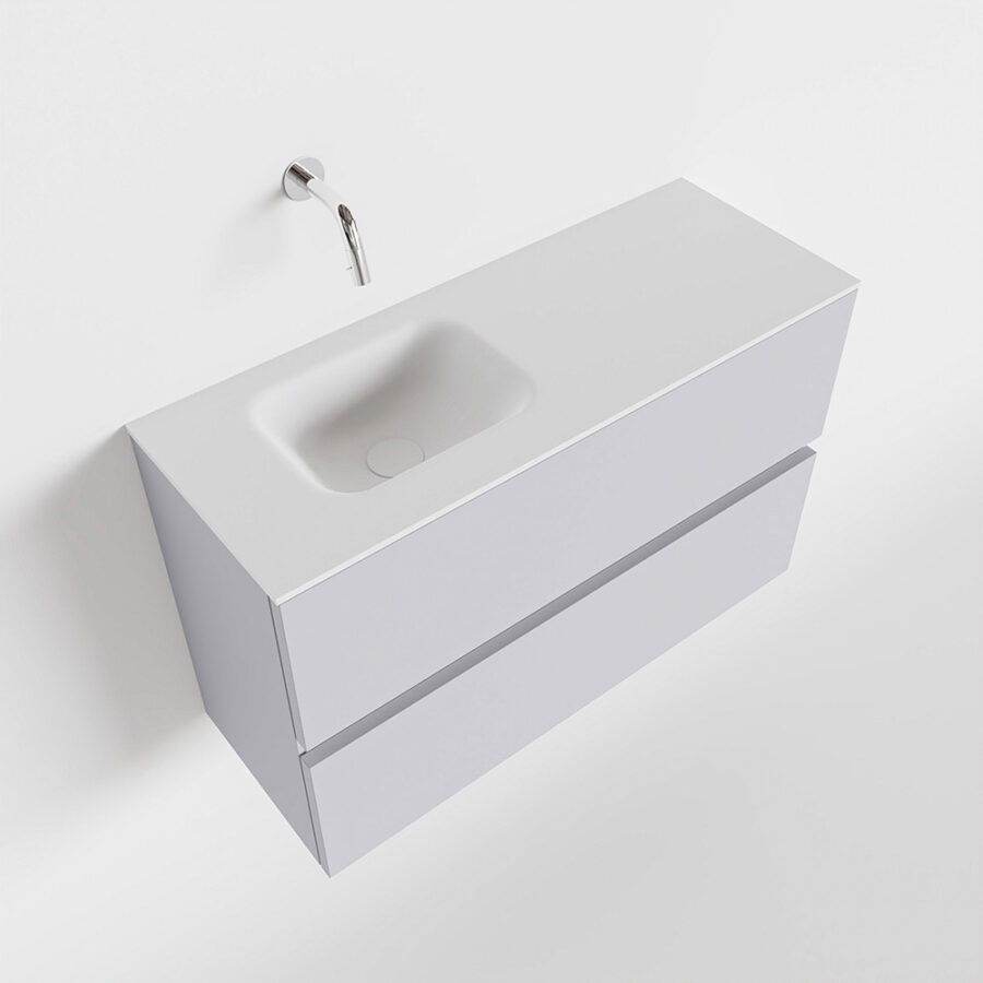 MONDIAZ ADA 80cm toiletmeubel cale. LEX wastafel talc positie links. Zonder kraangat - Afbeelding 4