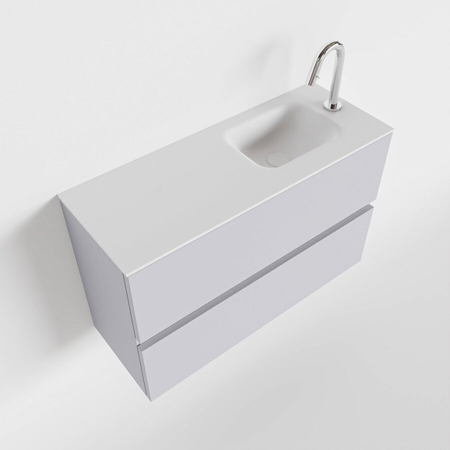 MONDIAZ ADA 80cm toiletmeubel cale. LEX wastafel talc positie rechts. Met 1 kraangat - Afbeelding 4