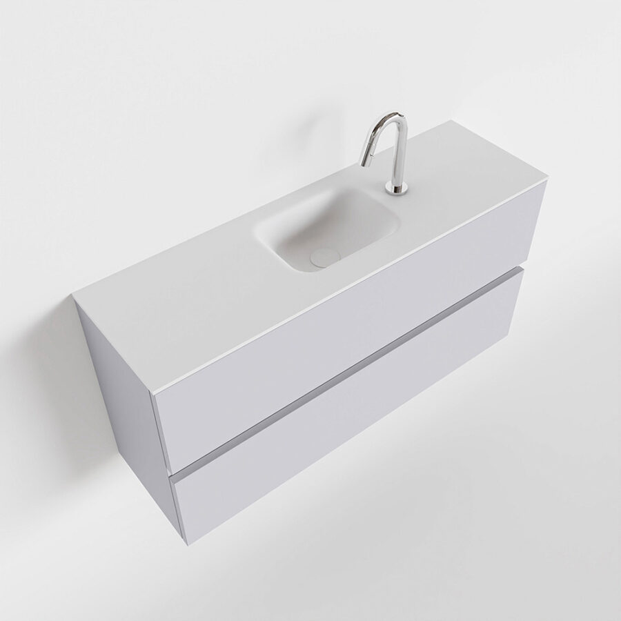 MONDIAZ ADA 100cm toiletmeubel cale. LEX wastafel talc positie midden. Met 1 kraangat - Afbeelding 4