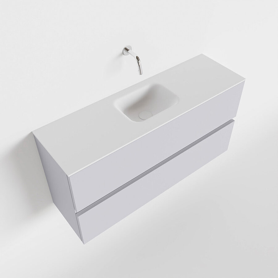 MONDIAZ ADA 100cm toiletmeubel cale. LEX wastafel talc positie midden. Zonder kraangat - Afbeelding 4
