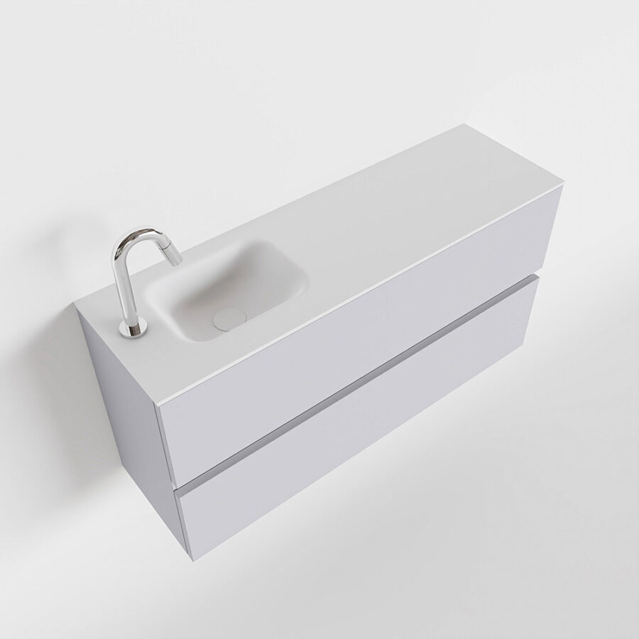 MONDIAZ ADA 100cm toiletmeubel cale. LEX wastafel talc positie links. Met 1 kraangat - Afbeelding 4