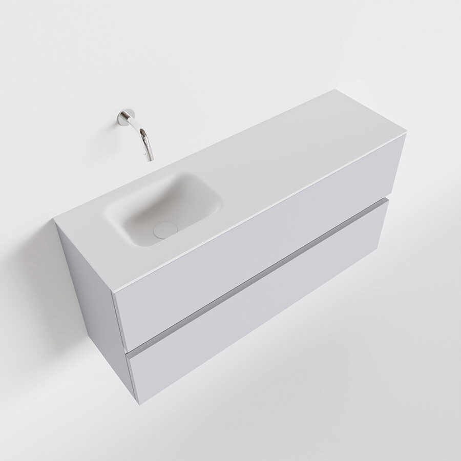 MONDIAZ ADA 100cm toiletmeubel cale. LEX wastafel talc positie links. Zonder kraangat - Afbeelding 4