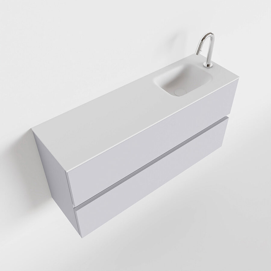 MONDIAZ ADA 100cm toiletmeubel cale. LEX wastafel talc positie rechts. Met 1 kraangat - Afbeelding 4