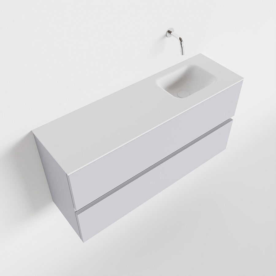 MONDIAZ ADA 100cm toiletmeubel cale. LEX wastafel talc positie rechts. Zonder kraangat - Afbeelding 4