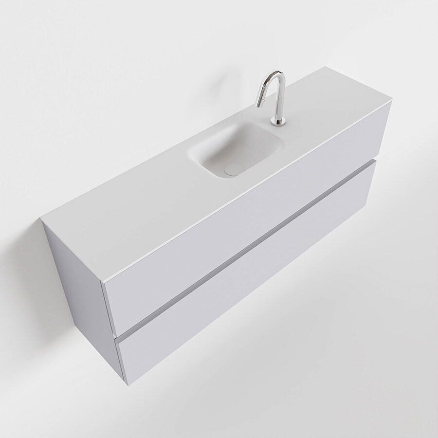 MONDIAZ ADA 120cm toiletmeubel cale. LEX wastafel talc positie midden. Met 1 kraangat - Afbeelding 4