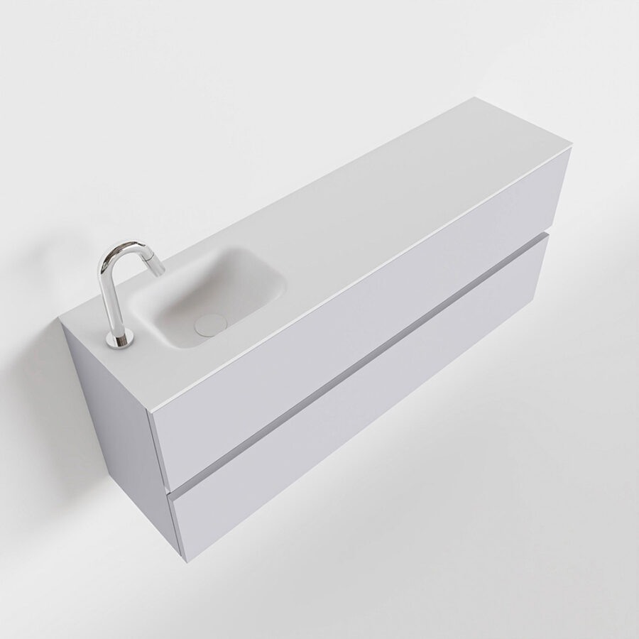 MONDIAZ ADA 120cm toiletmeubel cale. LEX wastafel talc positie links. Met 1 kraangat - Afbeelding 4