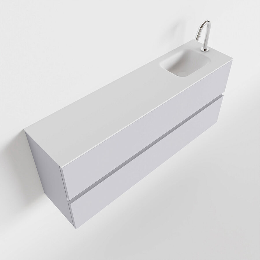 MONDIAZ ADA 120cm toiletmeubel cale. LEX wastafel talc positie rechts. Met 1 kraangat - Afbeelding 4