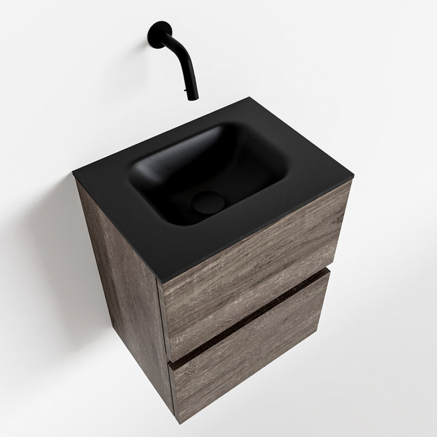 MONDIAZ ADA 40cm toiletmeubel dark brown. LEX wastafel urban positie midden. Zonder kraangat - Afbeelding 4